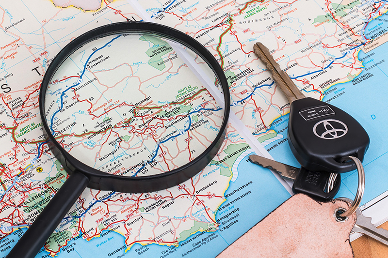 A map with lens and key at Abbotsford BC