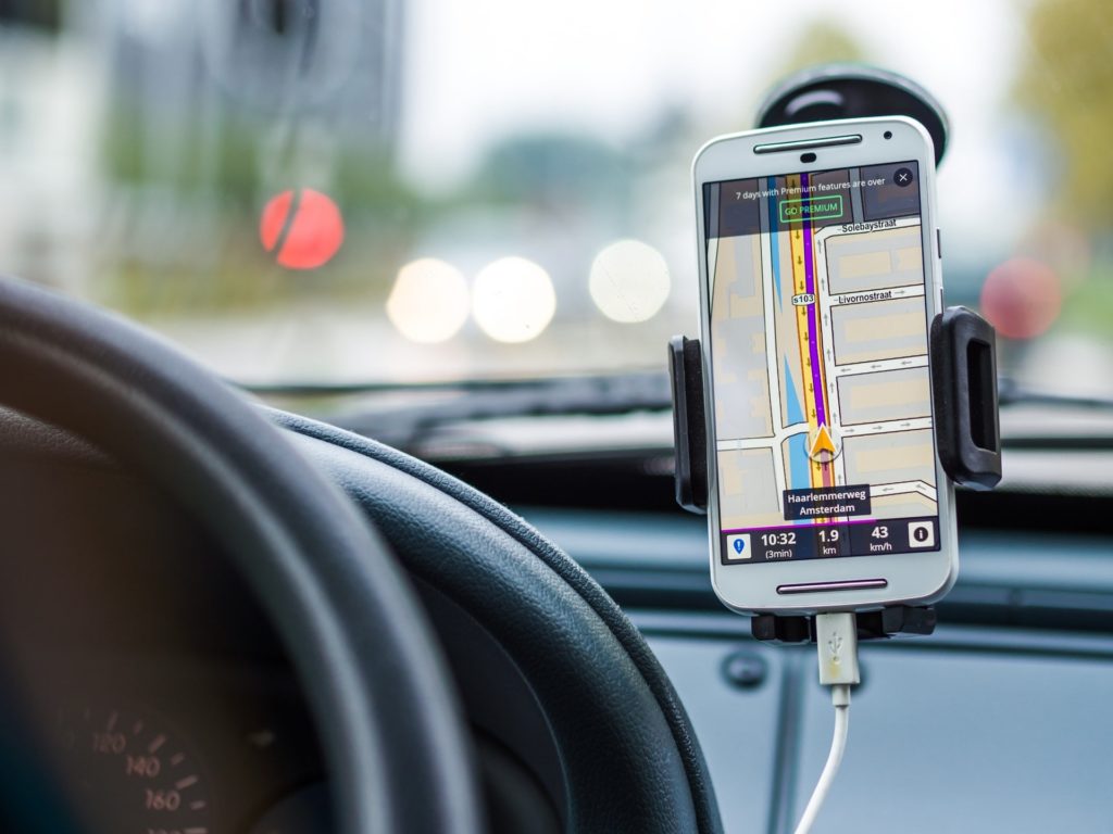 Using mobile for exact location guide in car at Abbotsford BC