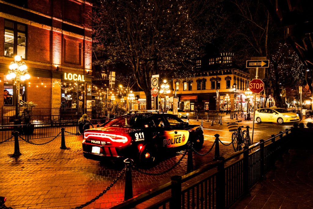 The police was in rounds at night time in Abbotsford BC