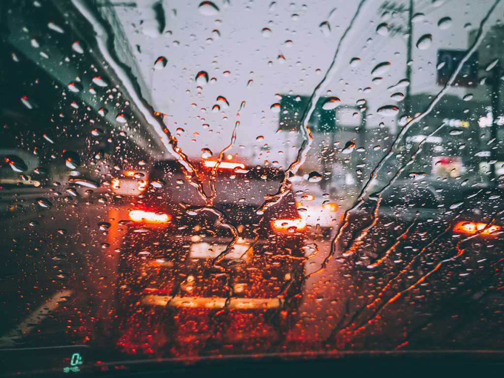 Spring showers while driving