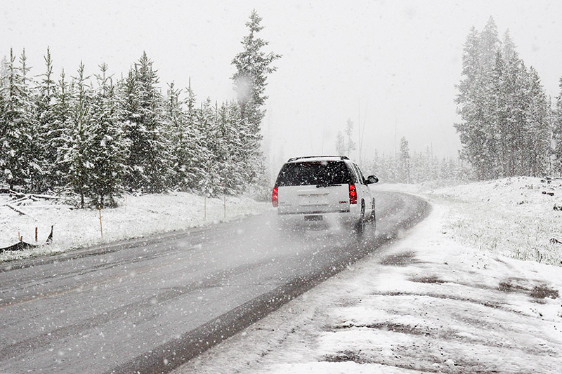 Car goes on Ice fall road at Abbotsford BC