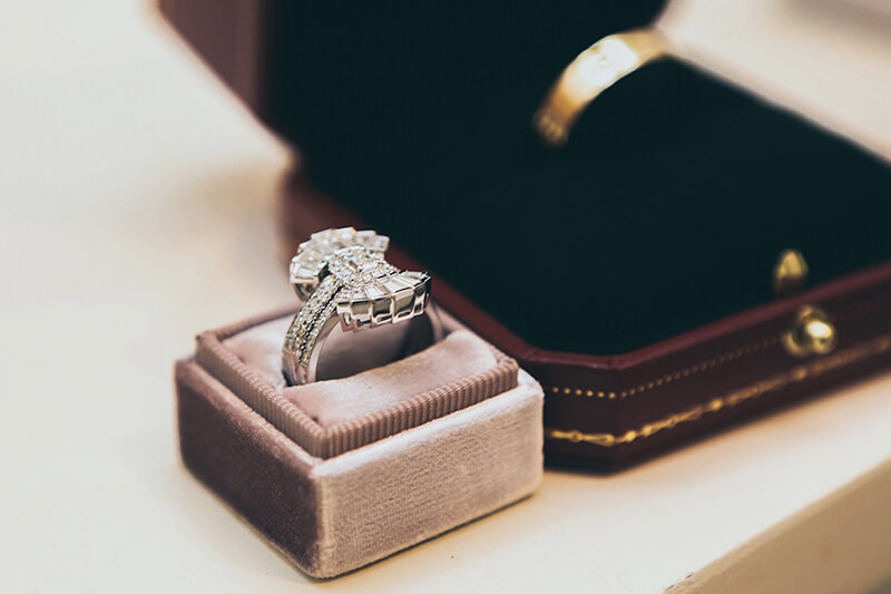 Diamond ring in jewelry box